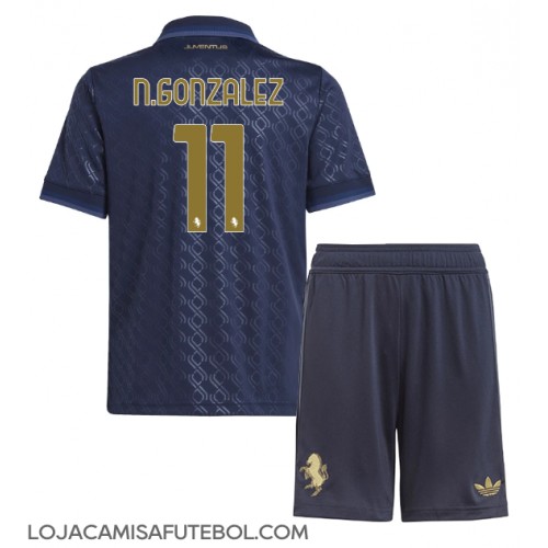 Camisa de Futebol Juventus Nicolas Gonzalez #11 Equipamento Alternativo Infantil 2024-25 Manga Curta (+ Calças curtas)